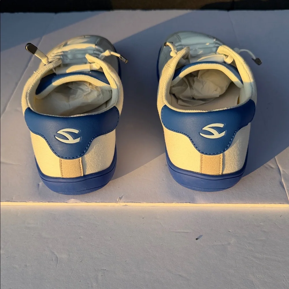 HOBIBEAR Men’s Cream & Blue Low-Top Canvas Sneakers - Picture 4 of 5